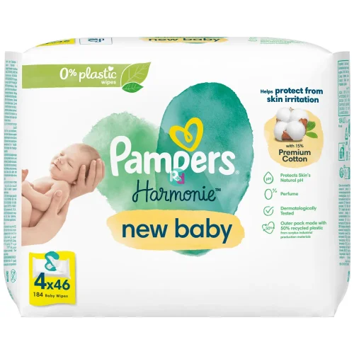 Pampers  Harmonie New Baby Wipes 4x46pcs